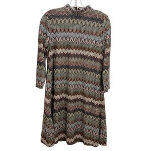 Catherine Malandrino Multi Colored Knit Shift Dress Size 4 Stretch Metallic